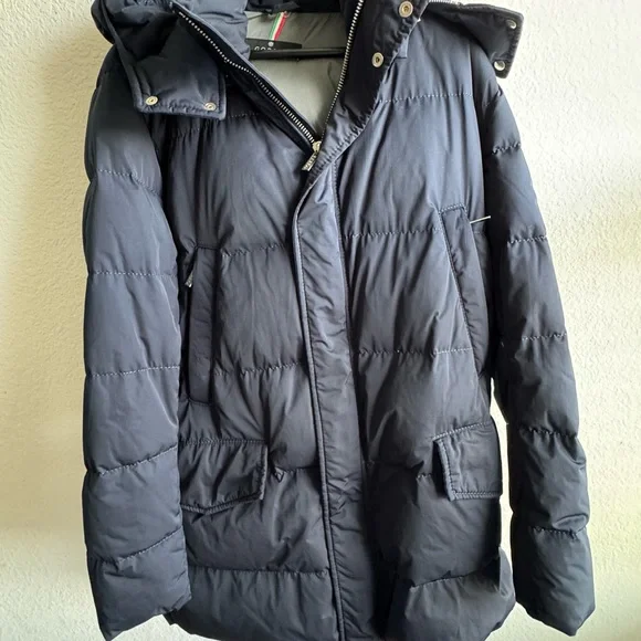 GORSKI Men's Navy Hooded Puffer Jacket